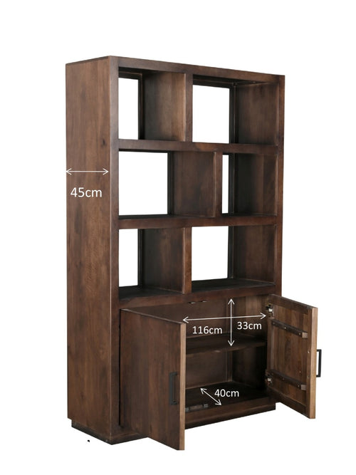 Livingfurn vitrinekast Jaxx - 120cm - mangohout - bruin