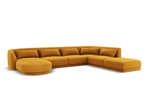 Cosmopolitan Design Panoramische hoekbank rechts Tulum 6-zits, flueel, geel - 255x330x70cm