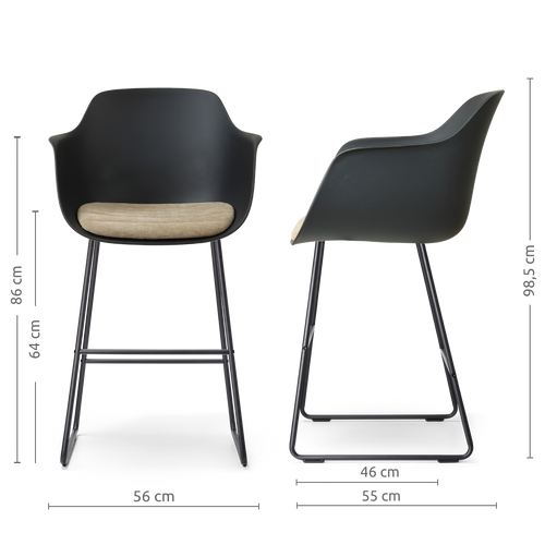 Nolon Nino-Liz barkruk zwart met nougatbruin zitkussen - zwart onderstel - 75 cm