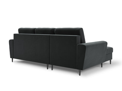 Cosmopolitan Design Uitklapbare hoekbank links met opbergdoos Kyoto 4-zits, flueel, donkergrijs - 145x241x88cm