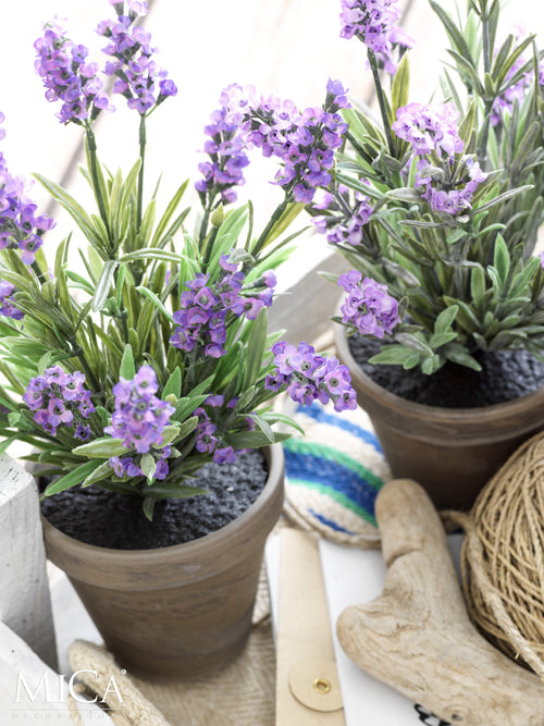 Mica Decorations Lavendel Kunstplant in Bloempot Stan - H33 x Ø20 cm - Paars