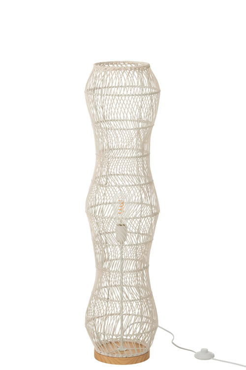 J-Line vloerlamp Getwist - rotan/metaal - wit