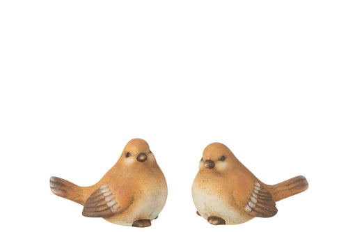 J-Line figuur Vogel - porselein - bruin - large - 2 stuks - vtwonen shop