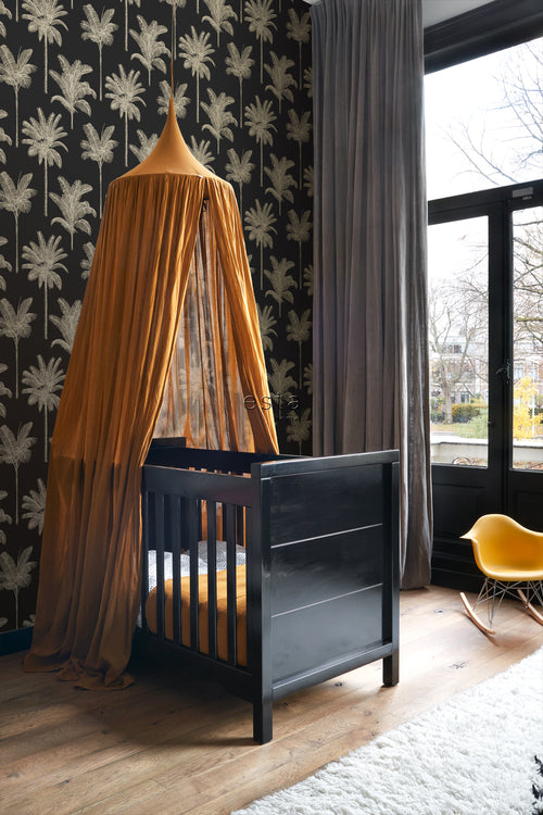 ESTAhome behang palmbomen zwart en goud - 53 cm x 10.05 m - 139322