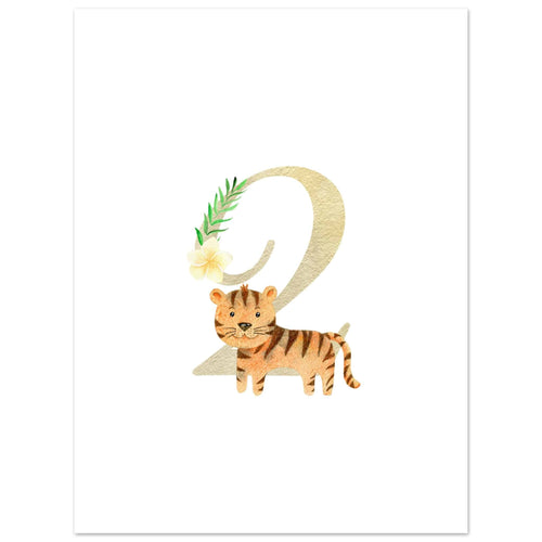 Artfulprints Poster Cijfer 2 kinderkamer   - 30x40 cm - Meerkleurig