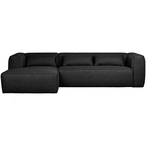 WOOOD hoekbank links incl. kussens Bean - Melange - Donkergrijs - 73x305x96