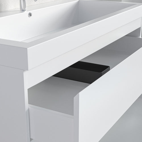 LOMAZOO badmeubelset Avalon - met hoge kast - glanzend wit - 100 cm