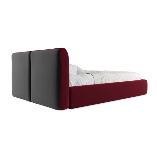 LaMiaSofa Bed met opbergruimte Milano - velours - bourgondië - 160x228x82