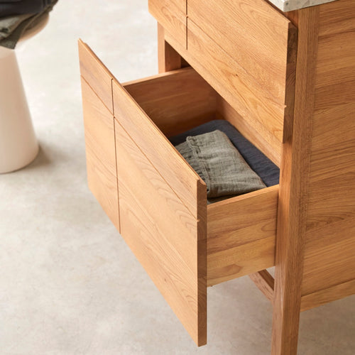 Tikamoon Badkamermeubel van eikenhout en terrazzo premium moon 60 Easy - Naturel