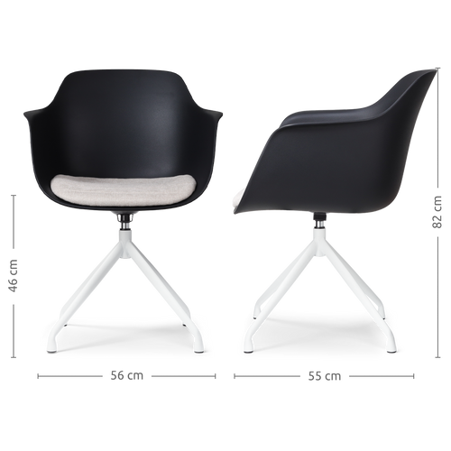 Nolon Nola-Liz Eetkamerstoel Zwart - Lichtgrijs - Draaibaar - Wit - vtwonen shop