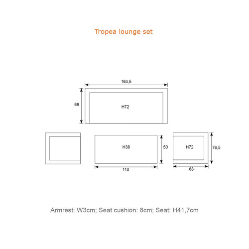 Tropea loungeset - 4-dlg - carbon black - rope donker grijs - vtwonen shop