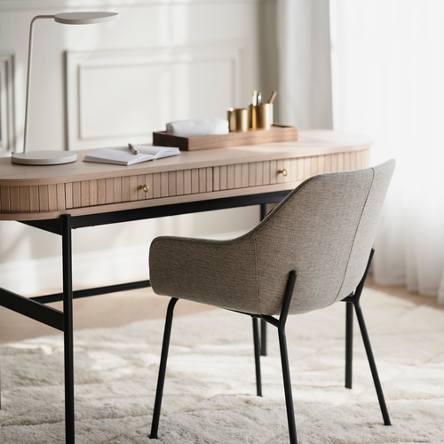 Rowico Home Haley Eetkamerstoel Lichtgrijs - Met Armleuning - Stof - vtwonen shop