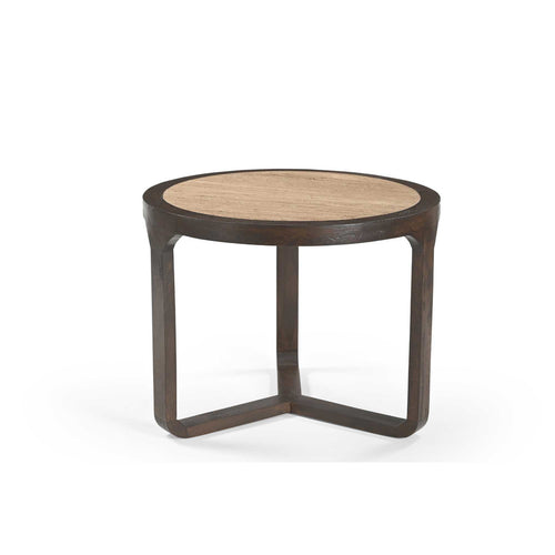 Starfurn Bijzettafel Morris - Rond Hout/Travertin - 60x60x48cm