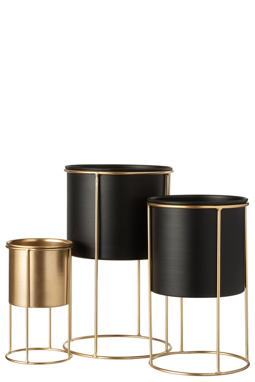 J-Line bloempot Op Voet - metaal - zwart - large - Ø 18 cm - vtwonen shop