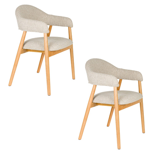 Housecraft Living Indy Eetkamerstoelen met leuning Licht Bruin/ Beige - Set van 2