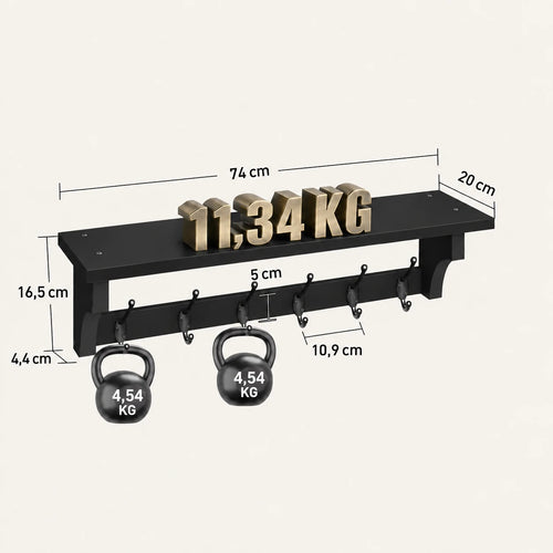 Ylumen kapstok Lenny -  20  x 16.5   cm - zwart