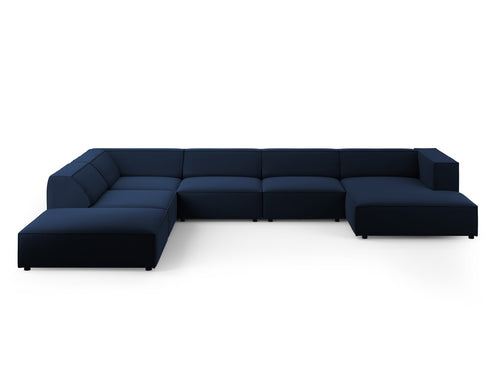 Cosmopolitan Design Panoramische hoekbank links Arendal 7-zits, flueel, koningsblauw - 262x364x70cm