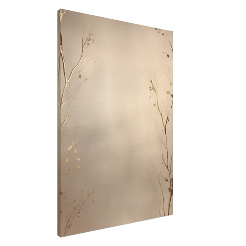 Artfulprints Canvas Abstract – Golden leafs canvas - 50x70 cm - beige