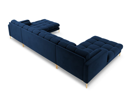 Cosmopolitan Design Panoramische bank Bali 7-zits, flueel, koningsblauw - 185x383x75cm