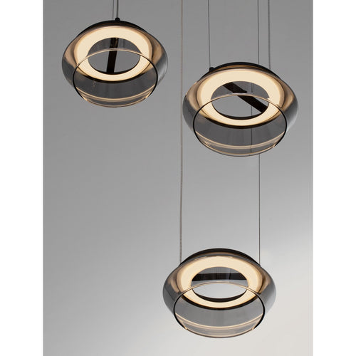 Nova Luce JAILYN Hanglamp met clusterdesign, zandkleurig zwart, rookkleurig, Triac dimbare LED 24W 960lm 3000K