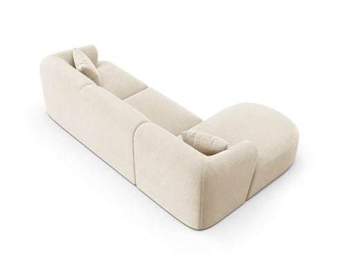 Cosmopolitan Design Modulaire hoekbank links Campi 4-zits, flueel lichtbeige - 156x256x70cm
