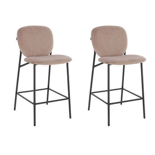 HOME DELUXE CELDA barkrukken fluweel - set van 2 lichtbruin | barstoelen, - vtwonen shop