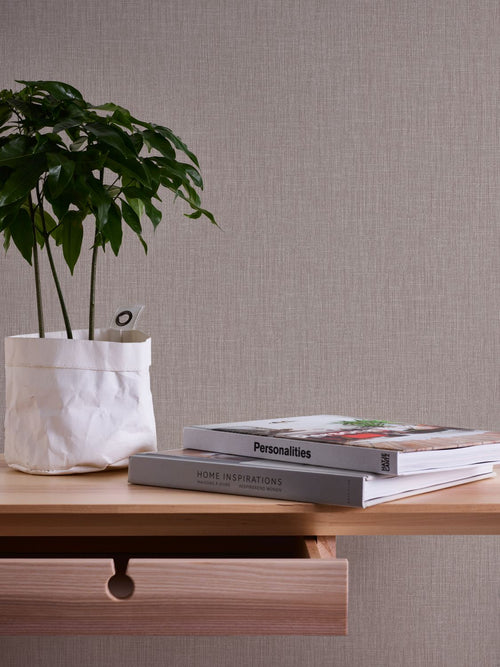 Livingwalls behang linnenstructuur taupe grijs - 53 cm x 10.05 m - AS-379524