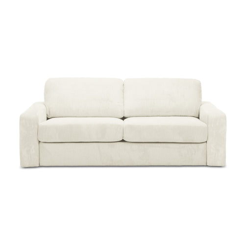 LaMiaSofa 3-zits slaapbank Como - ribfluweel - lichtbeige - 195x100x80