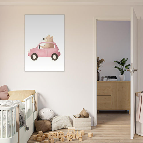Artfulprints Poster Avontuur op wielen   - 70x100 cm - Roze