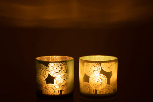 J-Line windlicht Spiralen - glas - mix - large - 2 stuks