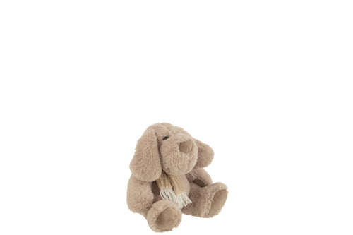 J-Line knuffel Hond + Sjaal Zittend - textiel - beige - small - vtwonen shop