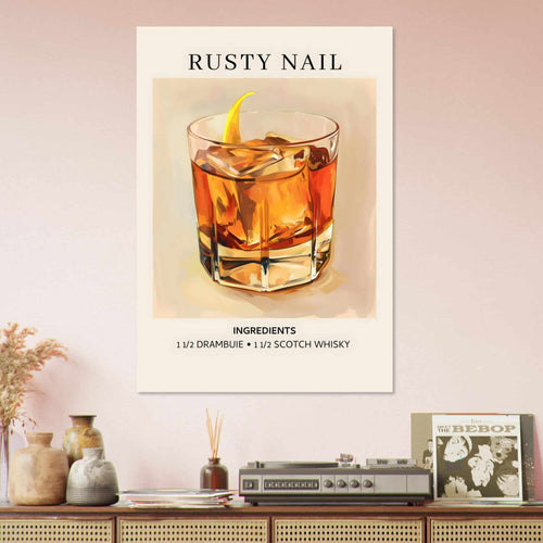 Artfulprints  Rusty Nail cocktail - Ingredients   poster A4 21x29.7 cm