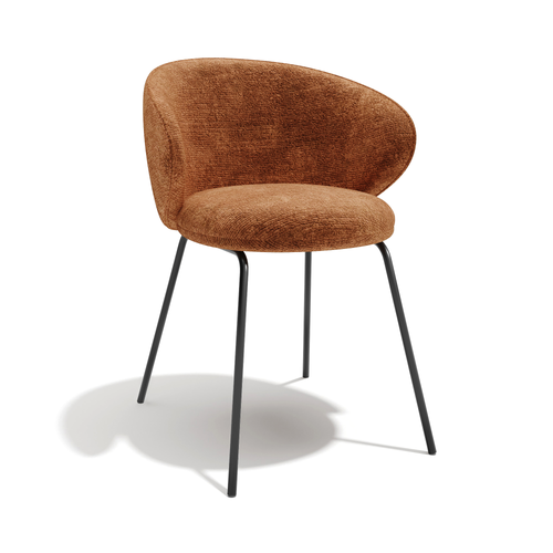 Sia Home - Eetkamerstoel LUNA - Fluweel met structuur - Terracotta - 53.5cm - vtwonen shop