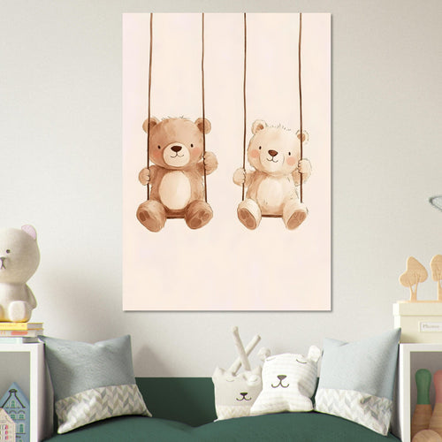 Artfulprints  Twee beren op de schommel   poster 30x40 cm - vtwonen shop
