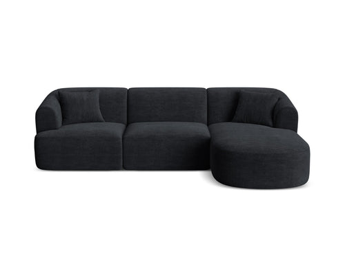 Cosmopolitan Design Modulaire hoekbank rechts Campi 4-zits, ribfluwelen zwart - 156x256x70cm