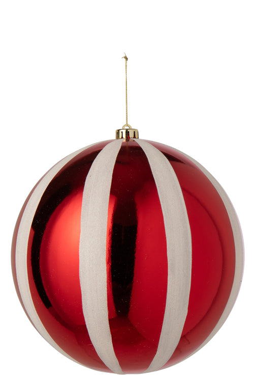 J-Line Kerstbal - polystyreen - wit/kerstrood - large
