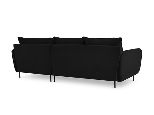 Cosmopolitan Design rechter hoekbank Vienna 5-zits, flueel, zwart - 170x255x95cm