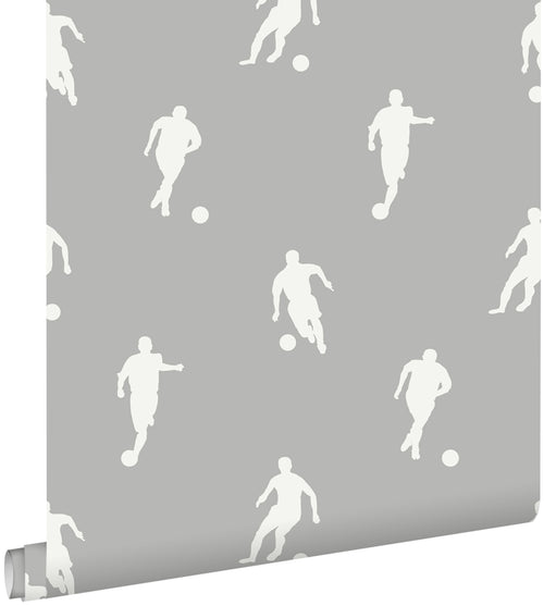 ESTAhome behang voetbalspelers grijs - 53 cm x 10.05 m - 128801