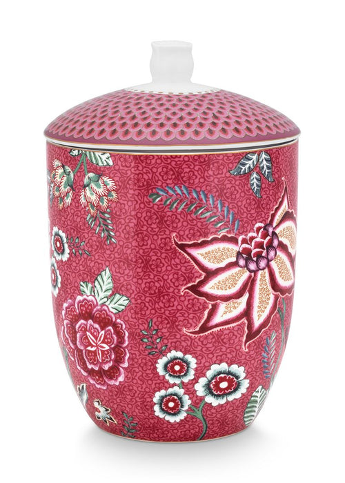 Pip Studio Flower Festival Voorraadpot - Servies - Voorraadpotten - Donkerroze - 1.5l - vtwonen shop