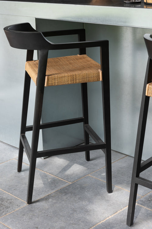 J-Line barstoel Emma - hout - zwart/bruin
