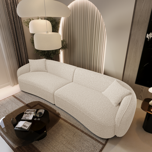 Sia Home - Rechte bank CELINE - Bouclette stof - Crème - 260cm