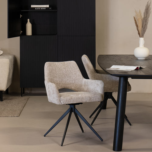 Giga Meubel Eetkamerstoel Josh - Stof/Metaal - Beige - Set van 2