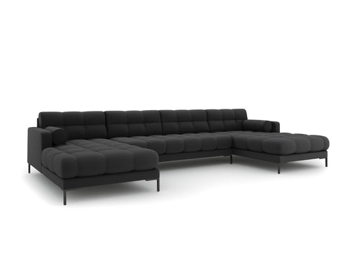 Cosmopolitan Design Panoramische bank Bali 7-zits, structurele stof, donkergrijs - 185x383x75cm