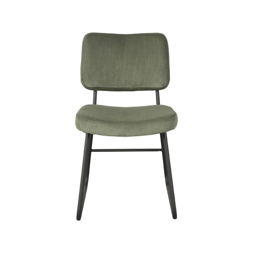 LABEL51 Eetkamerstoel Noah - Groen Ribstof - Zithoogte 48cm - Set van 2 - vtwonen shop