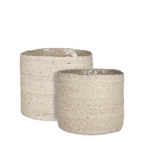 Mica Decorations Atlantic Plantenmand - Set van 2 - H26 x Ø30 cm - Crème