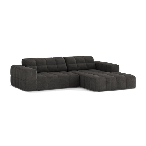 Cosmopolitan Design - Rechter hoekbank Chicago 3-zits, chenille donkergrijs - 167x234x78cm