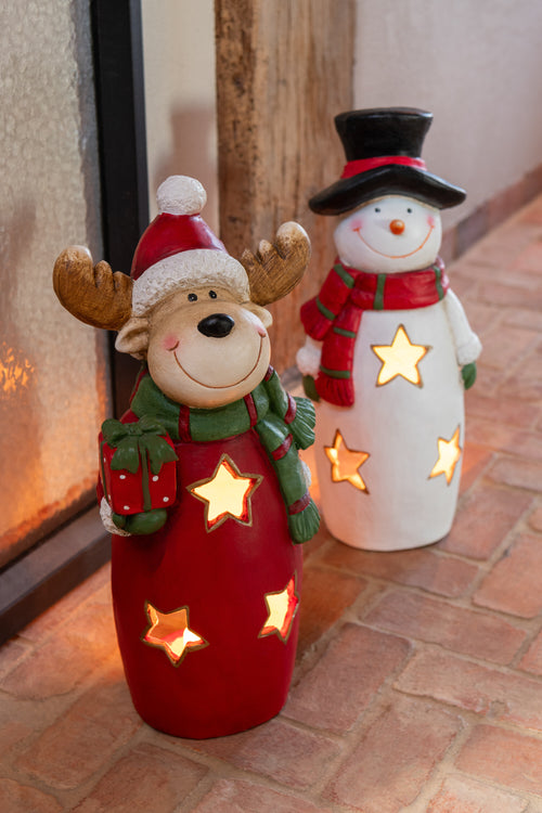 J-Line theelichthouder Sneeuwman Sjaal + Hoed - magnesium - mix - large - vtwonen shop