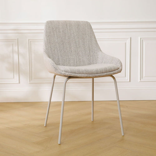 Nolon Nora-Isa Eetkamerstoel Beige Gemêleerd - Stof - Wit Onderstel