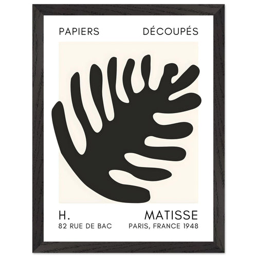 Artfulprints Poster met Lijst Matisse – Coral bloom black   - 30x40 cm - Zwart
