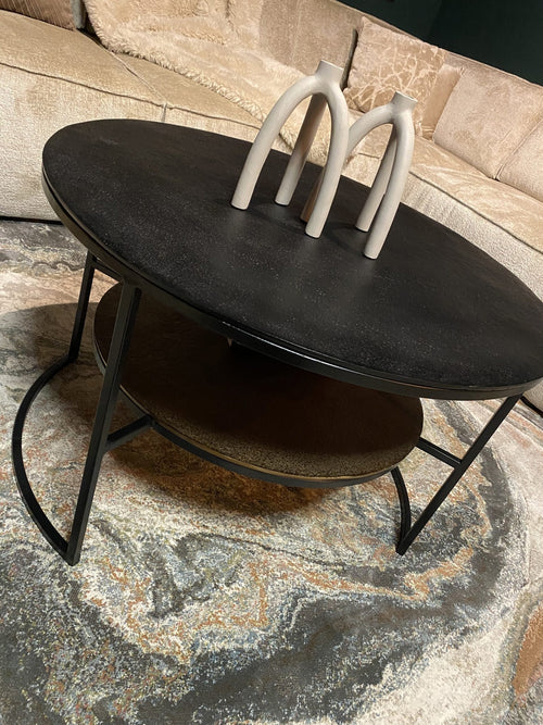 StarFurn Salontafel Lecia - Rond Goud Metaal - 80x80x50cm